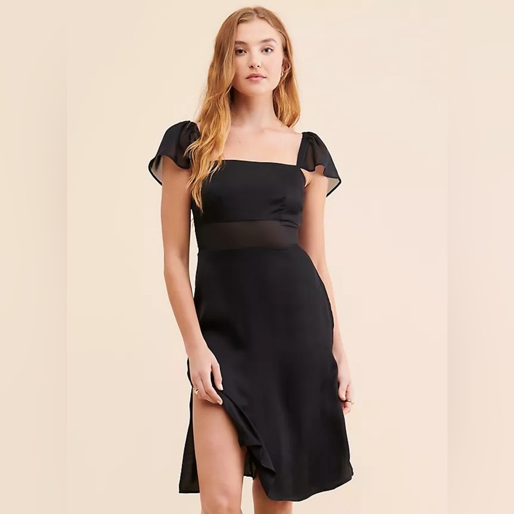 Anthropologie sheer flutter dress, black dress, cocktail dress,